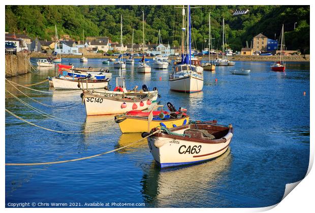 Boats in Lower Fishguard Pembrokeshire Wales Print by Chris Warren