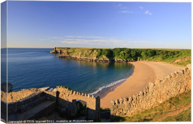 The golden sands of Barafundle Bay Pembrokeshire Canvas Print by Chris Warren