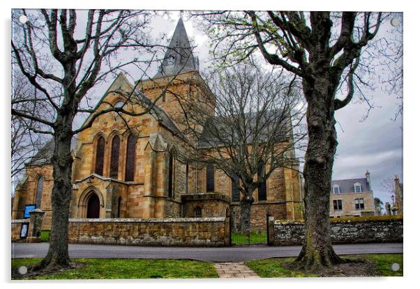 Dornoch Cathedral Scotland Acrylic by Jacqi Elmslie