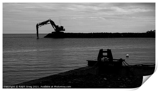 Building a harbour Print by Ralph Greig