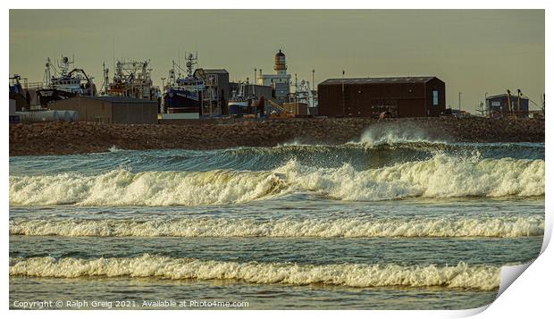 Fraserburgh beach surf Print by Ralph Greig