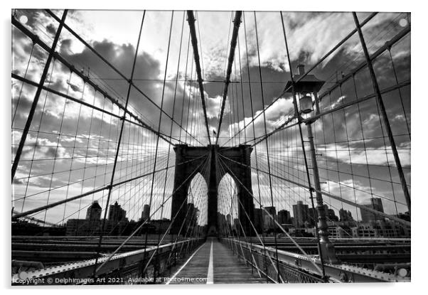 Brooklyn Bridge New York, black and white Acrylic by Delphimages Art
