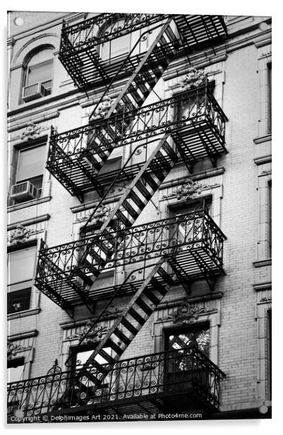 New York. Exit, fire escape stairs in Manhattan Acrylic by Delphimages Art