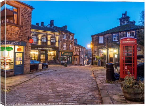 Haworth Main Street at Dusk Canvas Print by Mark Sunderland