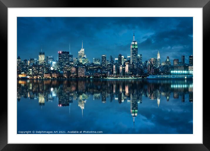 New York skyline with the Empire State Building Framed Mounted Print by Delphimages Art