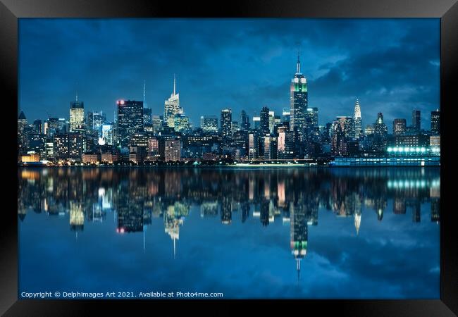 New York skyline with the Empire State Building Framed Print by Delphimages Art