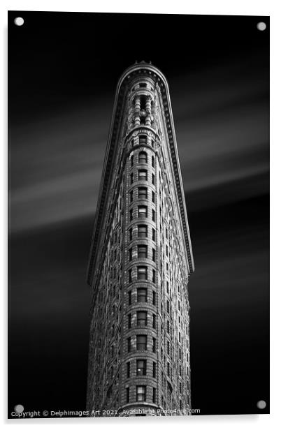 Flatiron building at night, New York, USA Acrylic by Delphimages Art