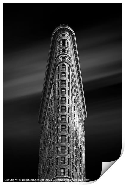 Flatiron building at night, New York, USA Print by Delphimages Art
