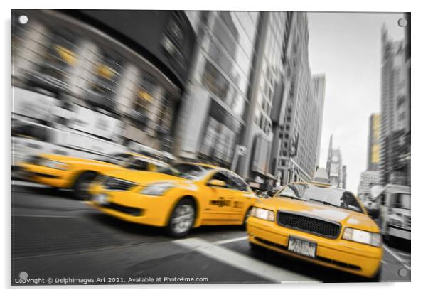 New York. Yellow cabs in the streets of Manhattan Acrylic by Delphimages Art
