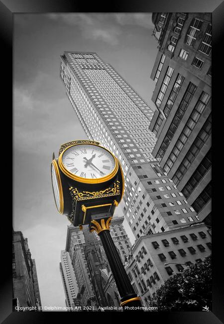 New York. Trump tower clock on Fifth Avenue Framed Print by Delphimages Art
