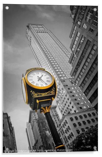 New York. Trump tower clock on Fifth Avenue Acrylic by Delphimages Art
