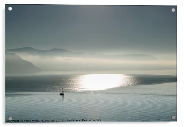 Lone yacht heading out in Conwy Bay Acrylic by North Wales Photography