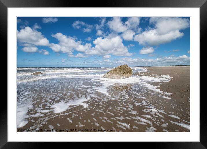 Foaming sea and fluffy clouds Framed Mounted Print by North Wales Photography