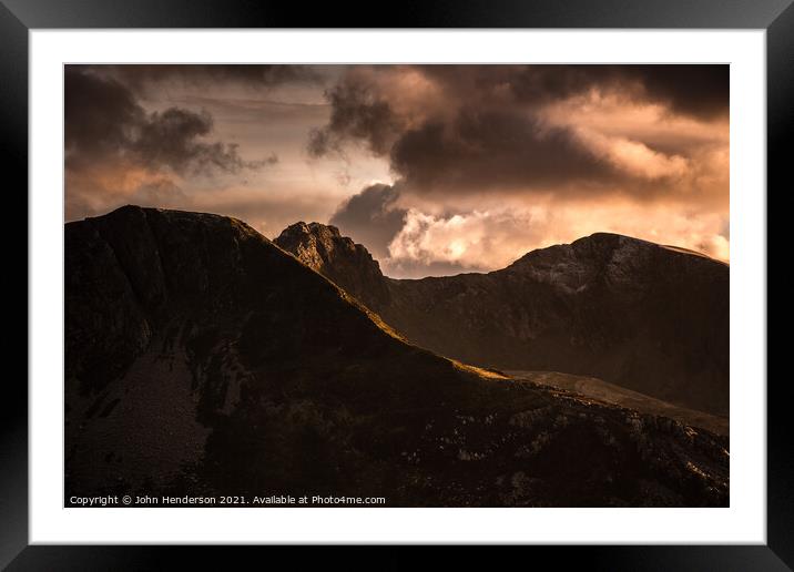 Nantlle Ridge sunset Framed Mounted Print by John Henderson