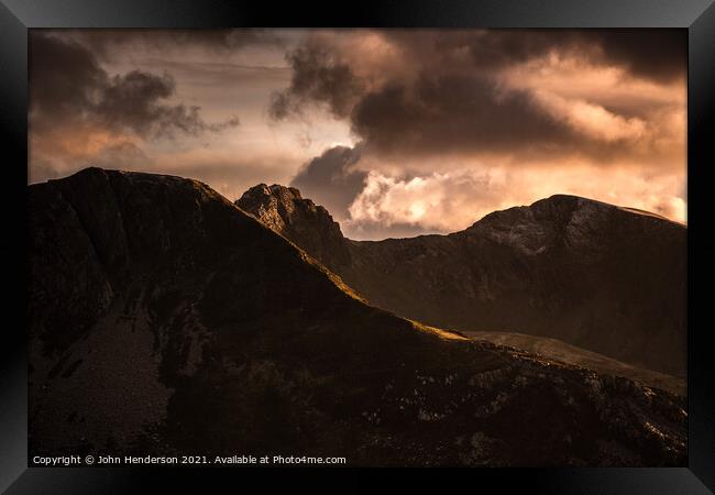 Nantlle Ridge sunset Framed Print by John Henderson
