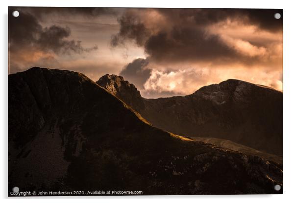 Nantlle Ridge sunset Acrylic by John Henderson