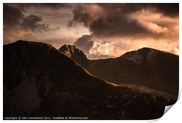 Nantlle Ridge sunset Print by John Henderson