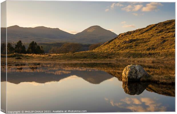 Kelly hall tarn at sunset in the lake district Cumbria 516 Canvas Print by PHILIP CHALK
