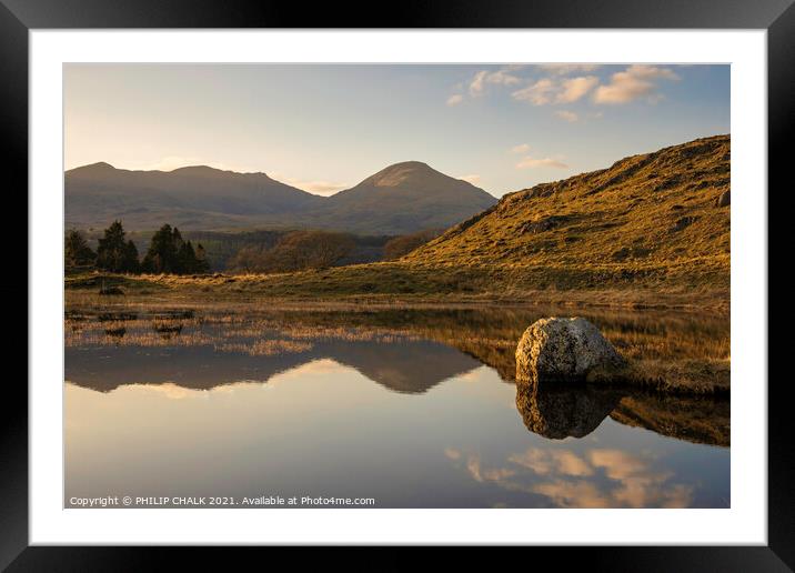 Kelly hall tarn at sunset in the lake district Cumbria 516 Framed Mounted Print by PHILIP CHALK