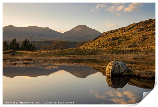 Kelly hall tarn at sunset in the lake district Cumbria 516 Print by PHILIP CHALK