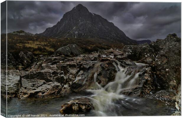 Dramatic Glencoe mountain with the river coupall. Canvas Print by Scotland's Scenery