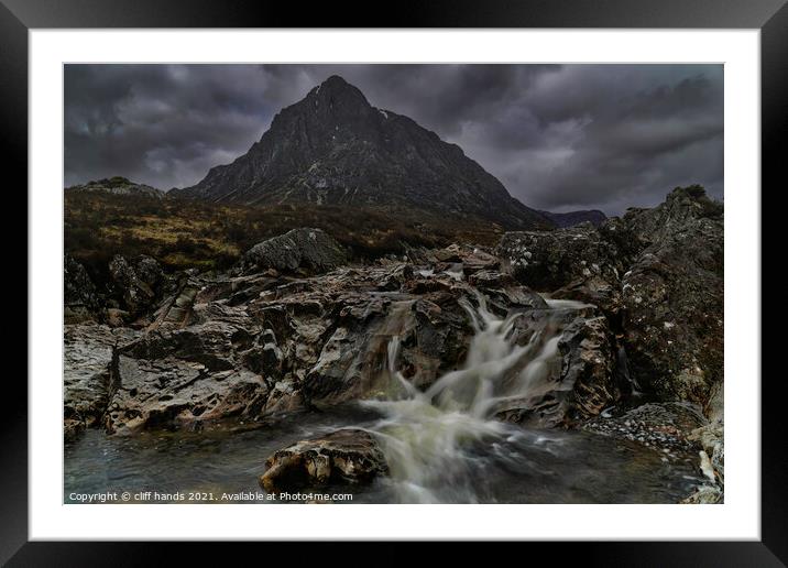 Dramatic Glencoe mountain with the river coupall. Framed Mounted Print by Scotland's Scenery