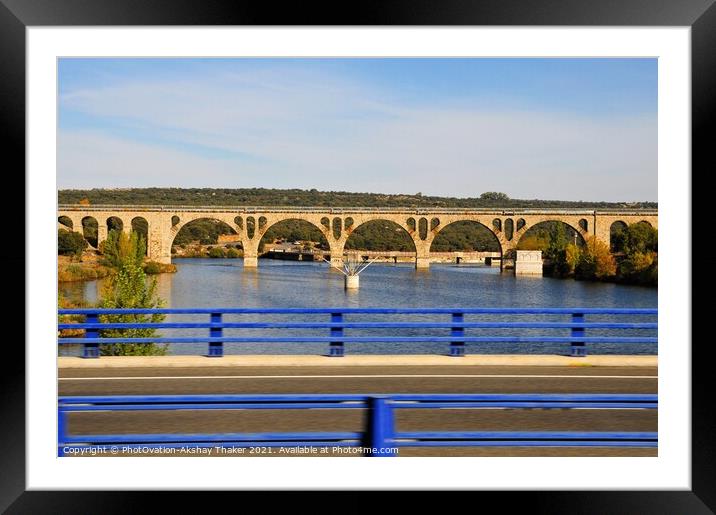 An Ancient and historical bridge Architectural beauty, Spain Framed Mounted Print by PhotOvation-Akshay Thaker