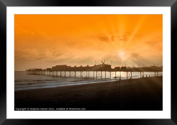 Orange Sky over Paignton Pier Framed Mounted Print by Stephen Hamer