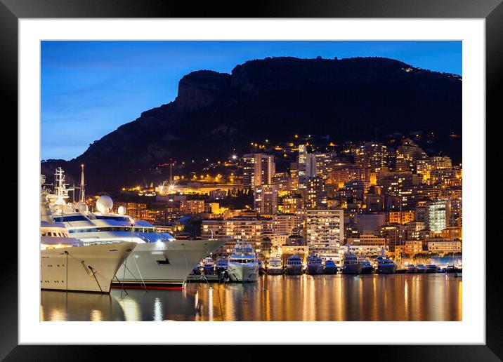 Monaco by Night Framed Mounted Print by Artur Bogacki