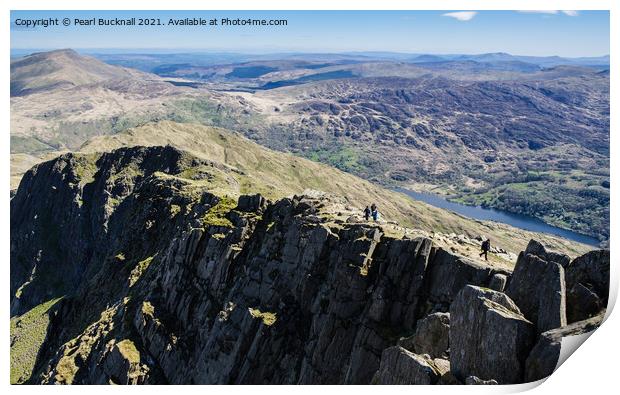 Hiking up Y Lliwedd in Snowdonia Wales Print by Pearl Bucknall