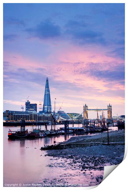 The Shard and Tower Bridge from Wapping Print by Justin Foulkes