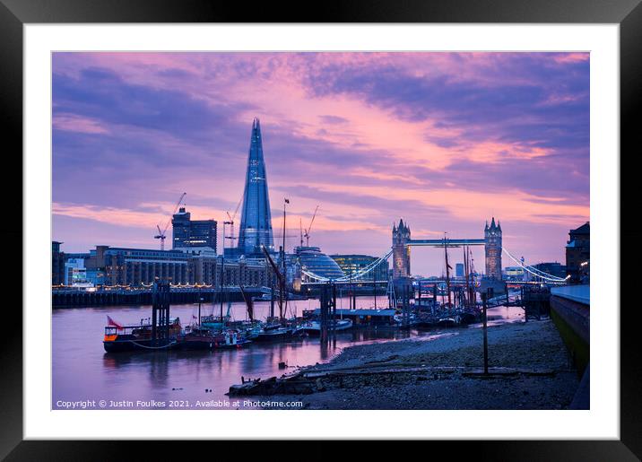 Tower Bridge and the Shard from Wapping Framed Mounted Print by Justin Foulkes