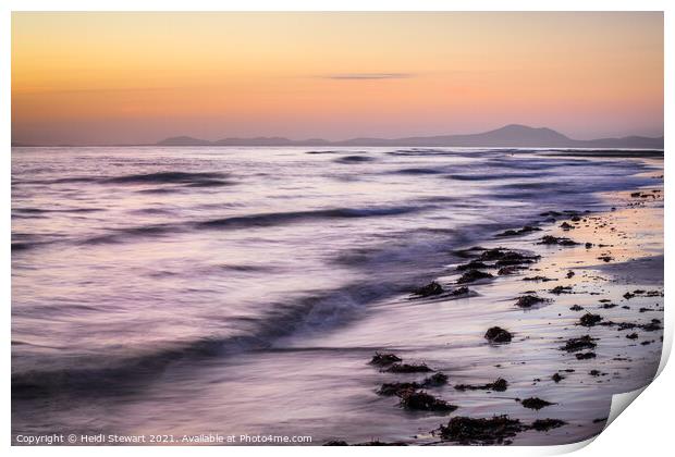 Sunset on Harlech Beach Print by Heidi Stewart