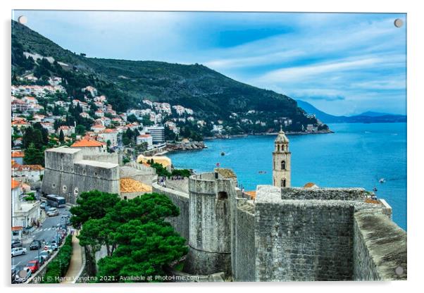 Dubrovnik city wall Acrylic by Maria Vonotna