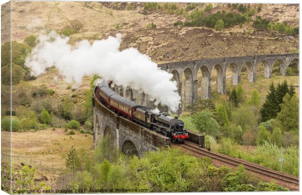 The Jacobite Steam Train at the Glenfinnan Viaduct Canvas Print by Keith Douglas