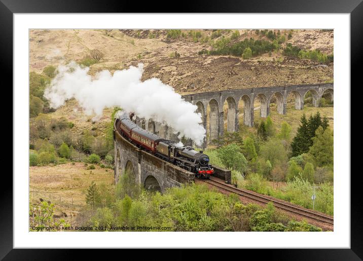The Jacobite Steam Train at the Glenfinnan Viaduct Framed Mounted Print by Keith Douglas