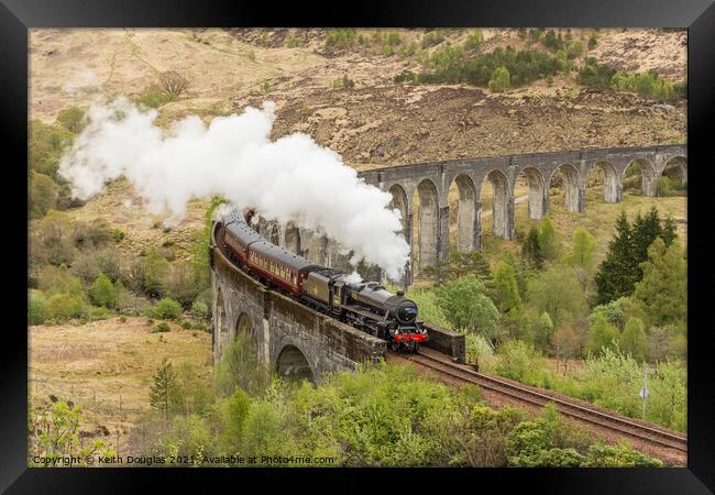 The Jacobite Steam Train at the Glenfinnan Viaduct Framed Print by Keith Douglas