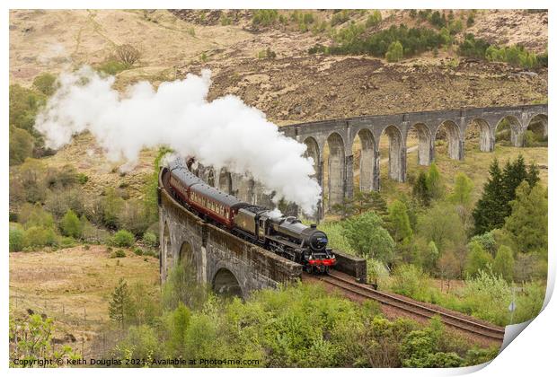 The Jacobite Steam Train at the Glenfinnan Viaduct Print by Keith Douglas