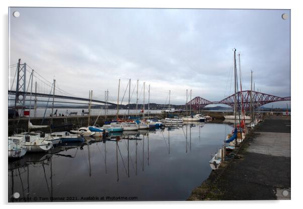 Queensferry Harbour and Bridges Acrylic by Tom Gomez