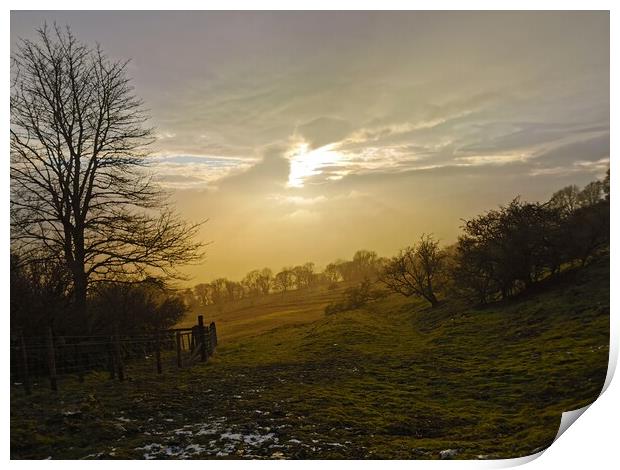 A sunset scene in Wensleydale  Print by sarah chilton
