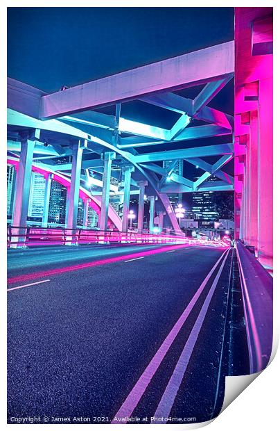 The Pink Lights of Elgin Bridge Singapore Print by James Aston