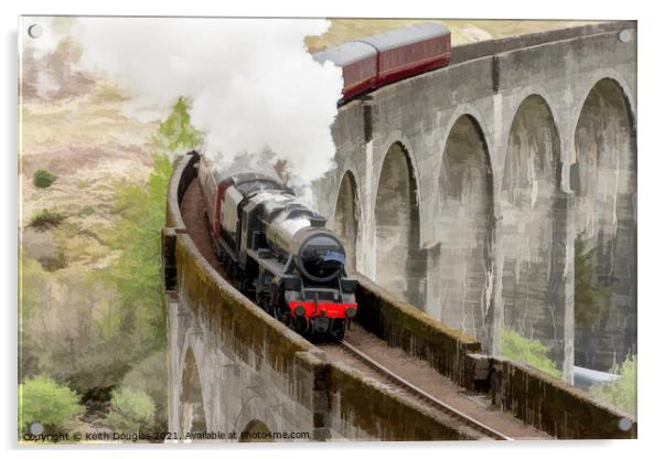 Steam at Glenfinnan Acrylic by Keith Douglas