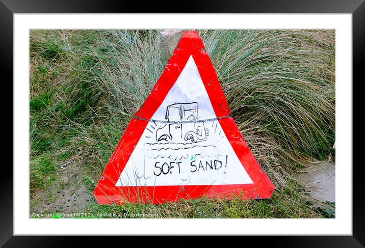Warning soft Sand Framed Mounted Print by john hill