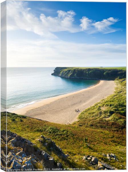 Barafundle Bay, Pembrokeshire Canvas Print by Justin Foulkes