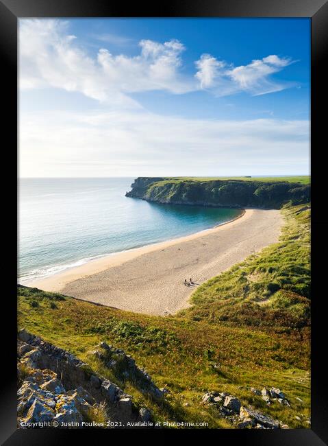 Barafundle Bay, Pembrokeshire Framed Print by Justin Foulkes