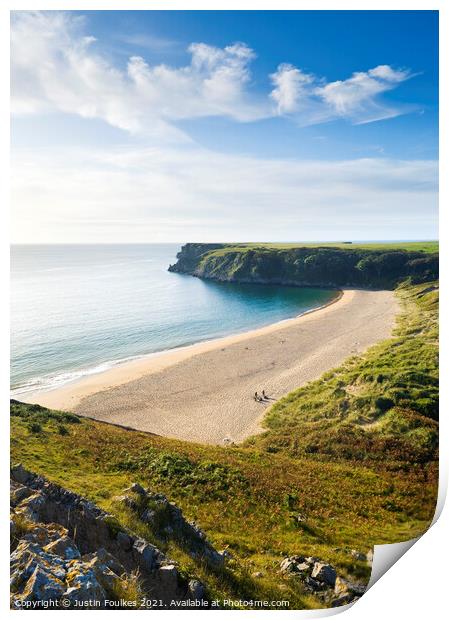 Barafundle Bay, Pembrokeshire Print by Justin Foulkes
