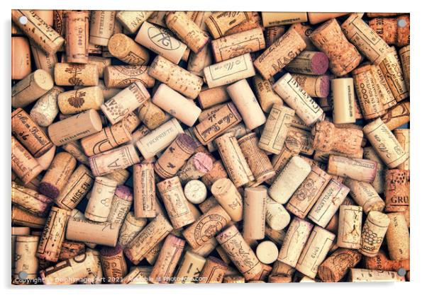Collection of french wine corks, still life Acrylic by Delphimages Art