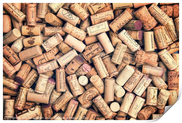 Collection of french wine corks, still life Print by Delphimages Art