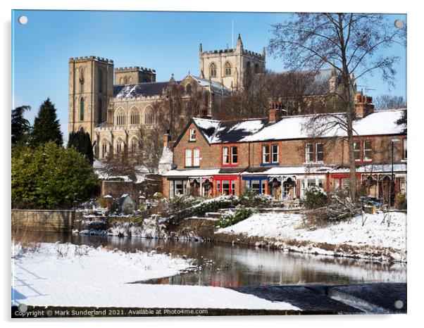 Ripon Cathedral from the River Skell in Winter Acrylic by Mark Sunderland
