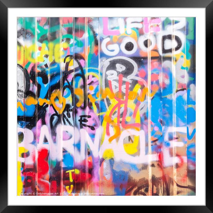Colourful graffitis on a wall, urban abstract Framed Mounted Print by Delphimages Art